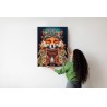 Poster Red Tribal Fox Portrait. Vintage Hand Drawn For T-Shirt  Poster  Clothes.