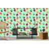 Tapete Retro Muster - Bunte Muffins Mintfarben