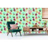 Tapete Retro Muster - Bunte Muffins Mintfarben
