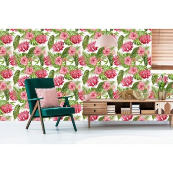 Tapete Rosa Blumen Unter Den Blättern