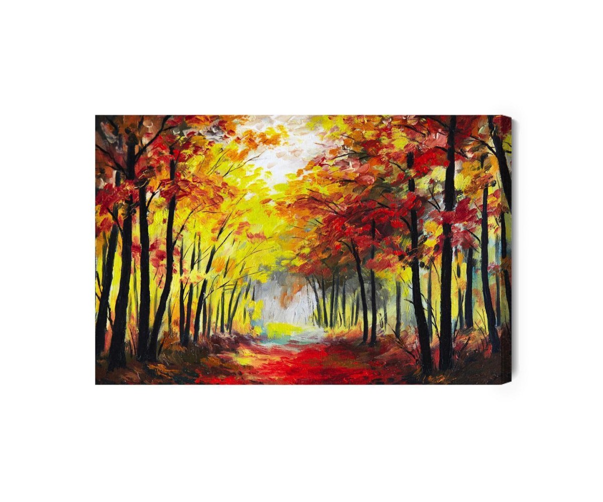 Leinwandbild Eine Waldlandschaft In Herbstfarben