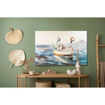 Leinwandbild Seeschiff Und Fischer