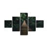Mehrteiliges Bild Hölzerne Hängebrücke Im Wald
