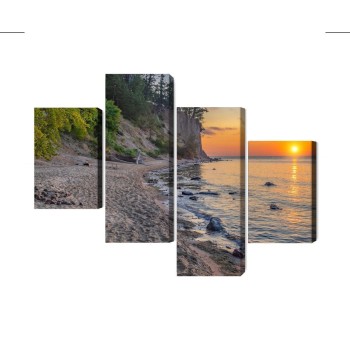 Mehrteiliges Bild Sonnenuntergang An Der Ostsee In Gdynia