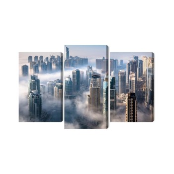 Mehrteiliges Bild Dubai-Stadtpanorama Im Nebel