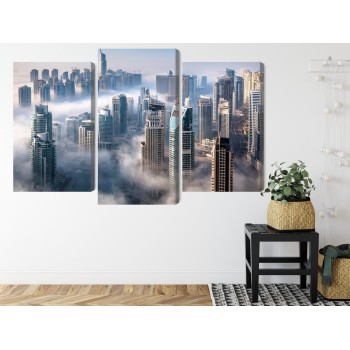 Mehrteiliges Bild Dubai-Stadtpanorama Im Nebel