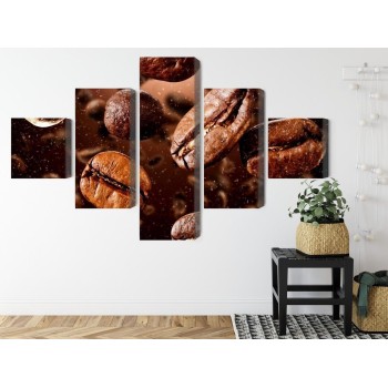 Mehrteiliges Bild Braune Kaffeebohnen