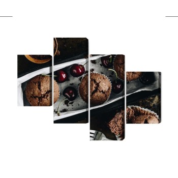 Mehrteiliges Bild Muffins Mit Kirschen