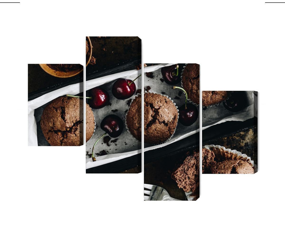 Mehrteiliges Bild Muffins Mit Kirschen