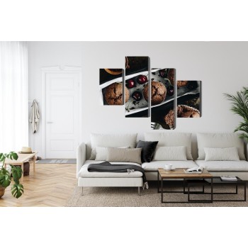 Mehrteiliges Bild Muffins Mit Kirschen