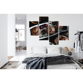 Mehrteiliges Bild Muffins Mit Kirschen