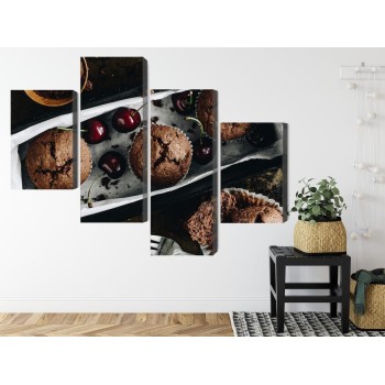 Mehrteiliges Bild Muffins Mit Kirschen