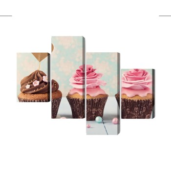 Mehrteiliges Bild Muffins Mit Sahne