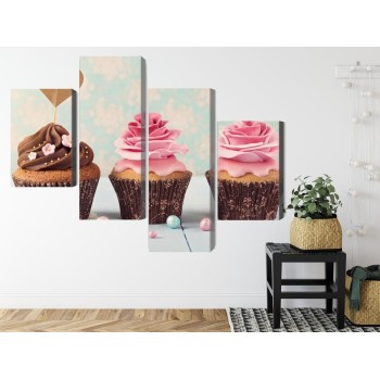 Mehrteiliges Bild Muffins Mit Sahne