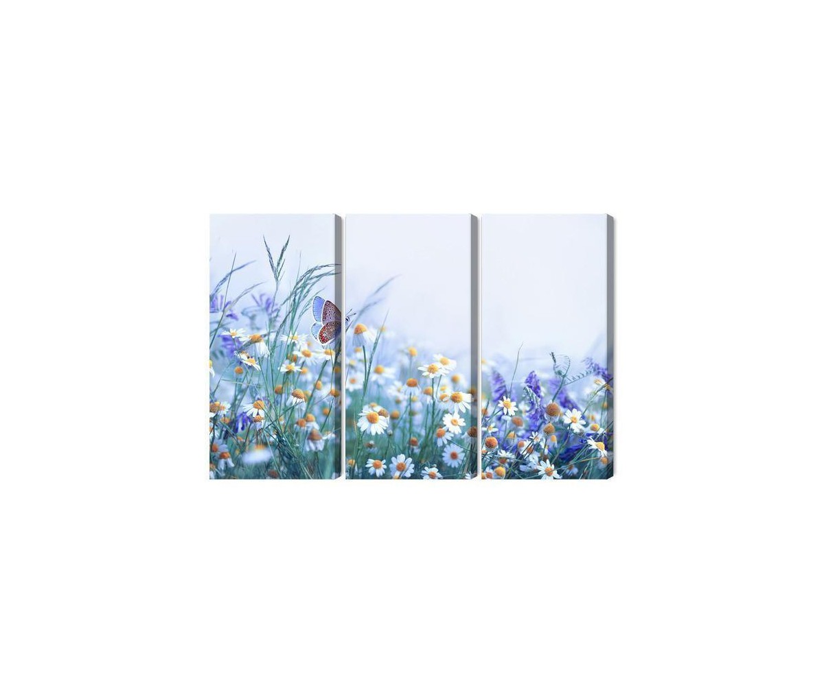 Mehrteiliges Bild Schmetterling Und Wildblumen