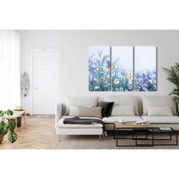 Mehrteiliges Bild Schmetterling Und Wildblumen