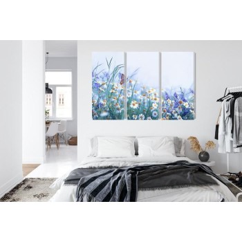 Mehrteiliges Bild Schmetterling Und Wildblumen