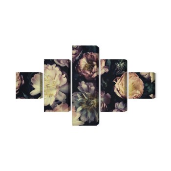 Mehrteiliges Bild Ein Bunter Blumenstrauß Im Vintage-Stil