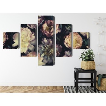 Mehrteiliges Bild Ein Bunter Blumenstrauß Im Vintage-Stil