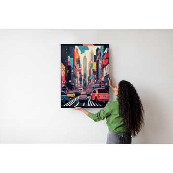 Poster Bunte Autos Auf Der Straße Von New York  Abstraktion