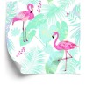 Tapete Flamingos Und Exotische Blätter In Pastellfarben
