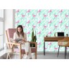 Tapete Flamingos Und Exotische Blätter In Pastellfarben