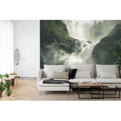 Fototapete A Flowing Waterfall In Norway