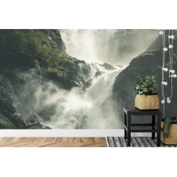 Fototapete A Flowing Waterfall In Norway