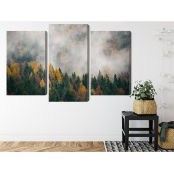 Mehrteiliges Bild Herbstwald Im Nebel 3D