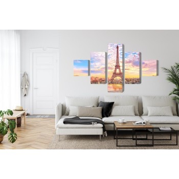Mehrteiliges Bild Eiffelturm In Paris Bei Sonnenuntergang