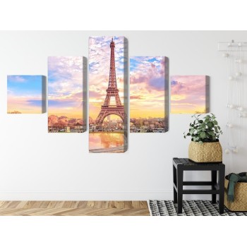 Mehrteiliges Bild Eiffelturm In Paris Bei Sonnenuntergang
