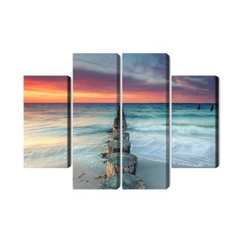 Mehrteiliges Bild Schöner Sonnenuntergang Über Dem Meer 3D