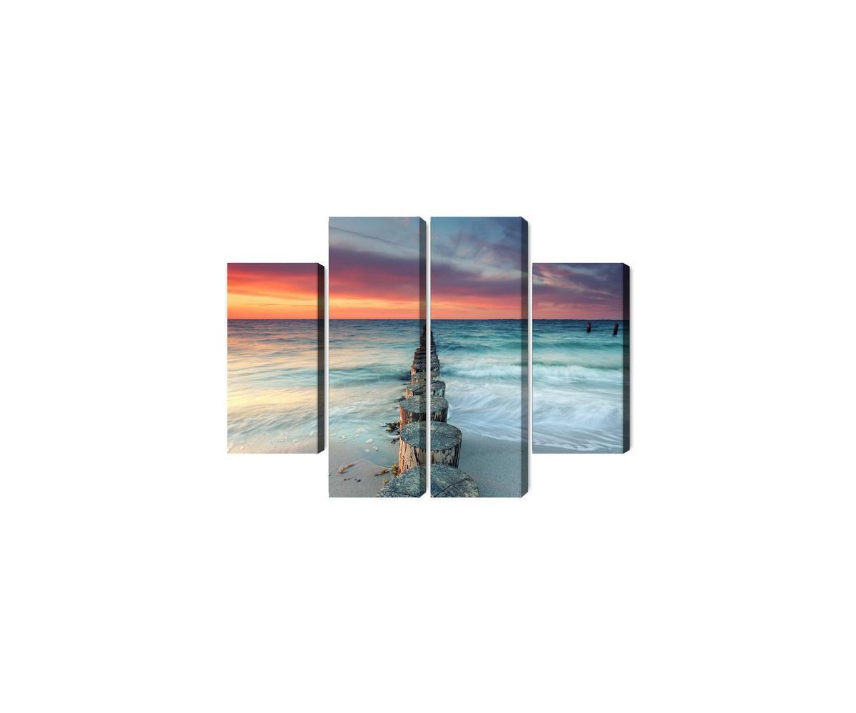 Mehrteiliges Bild Schöner Sonnenuntergang Über Dem Meer 3D