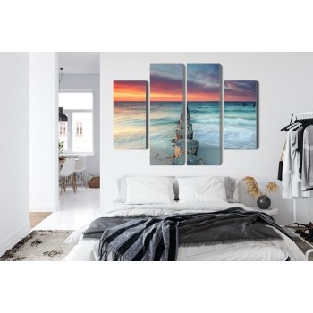 Mehrteiliges Bild Schöner Sonnenuntergang Über Dem Meer 3D
