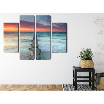 Mehrteiliges Bild Schöner Sonnenuntergang Über Dem Meer 3D