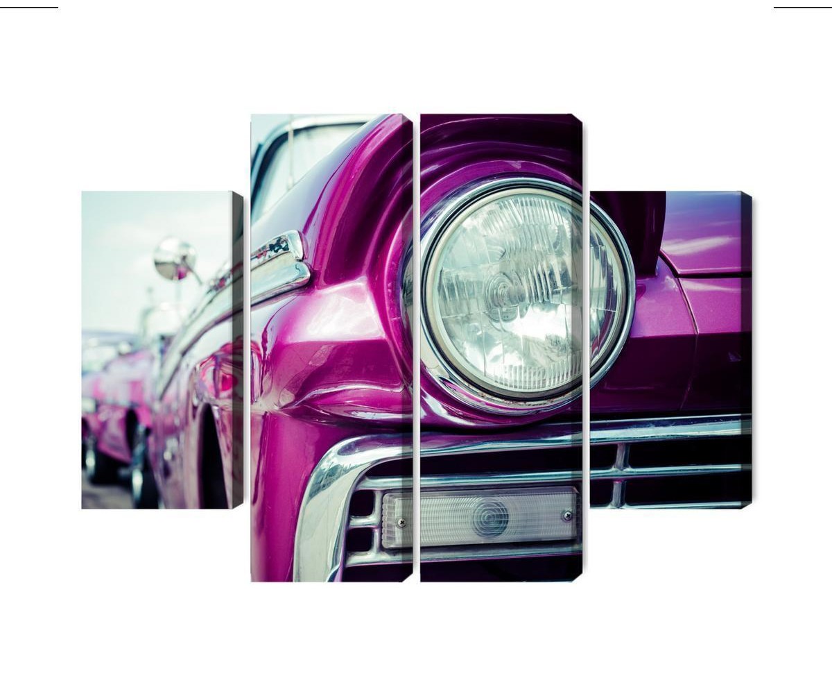 Mehrteiliges Bild Autoscheinwerfer Im Retro-Stil In Kuba