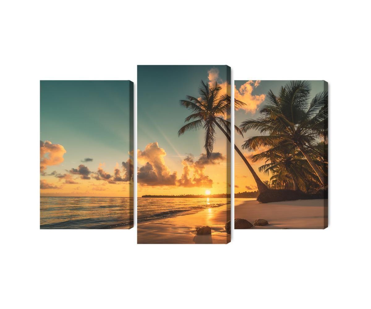 Mehrteiliges Bild Sonnenuntergang Am Dominikanischen Strand