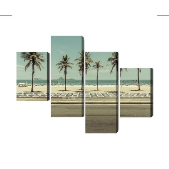 Mehrteiliges Bild Palmen Am Strand Von Ipanema In Rio De Janeiro