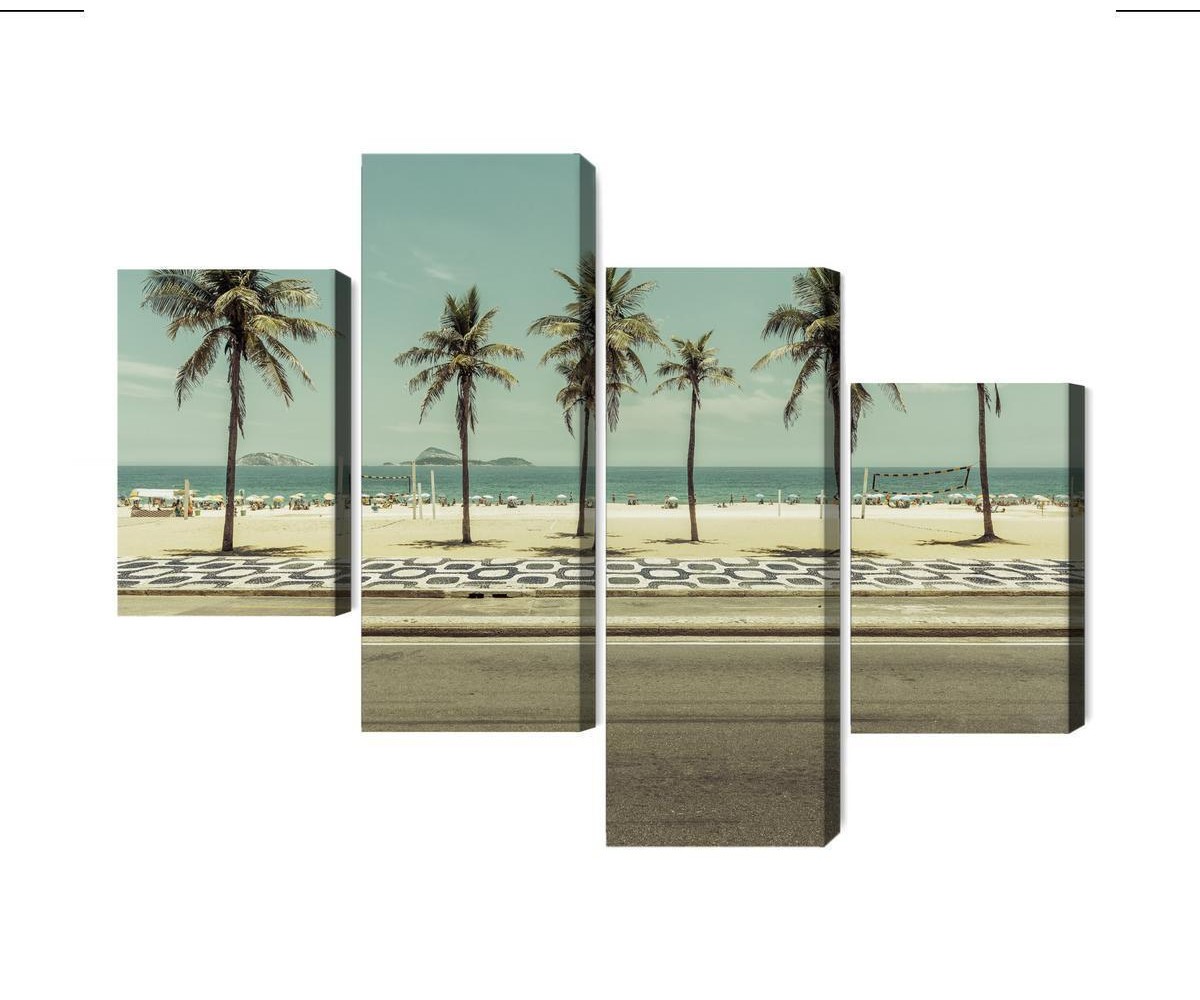Mehrteiliges Bild Palmen Am Strand Von Ipanema In Rio De Janeiro
