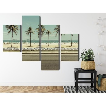 Mehrteiliges Bild Palmen Am Strand Von Ipanema In Rio De Janeiro