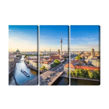 Mehrteiliges Bild Die Spree Und Ein Panoramablick Über Berlin