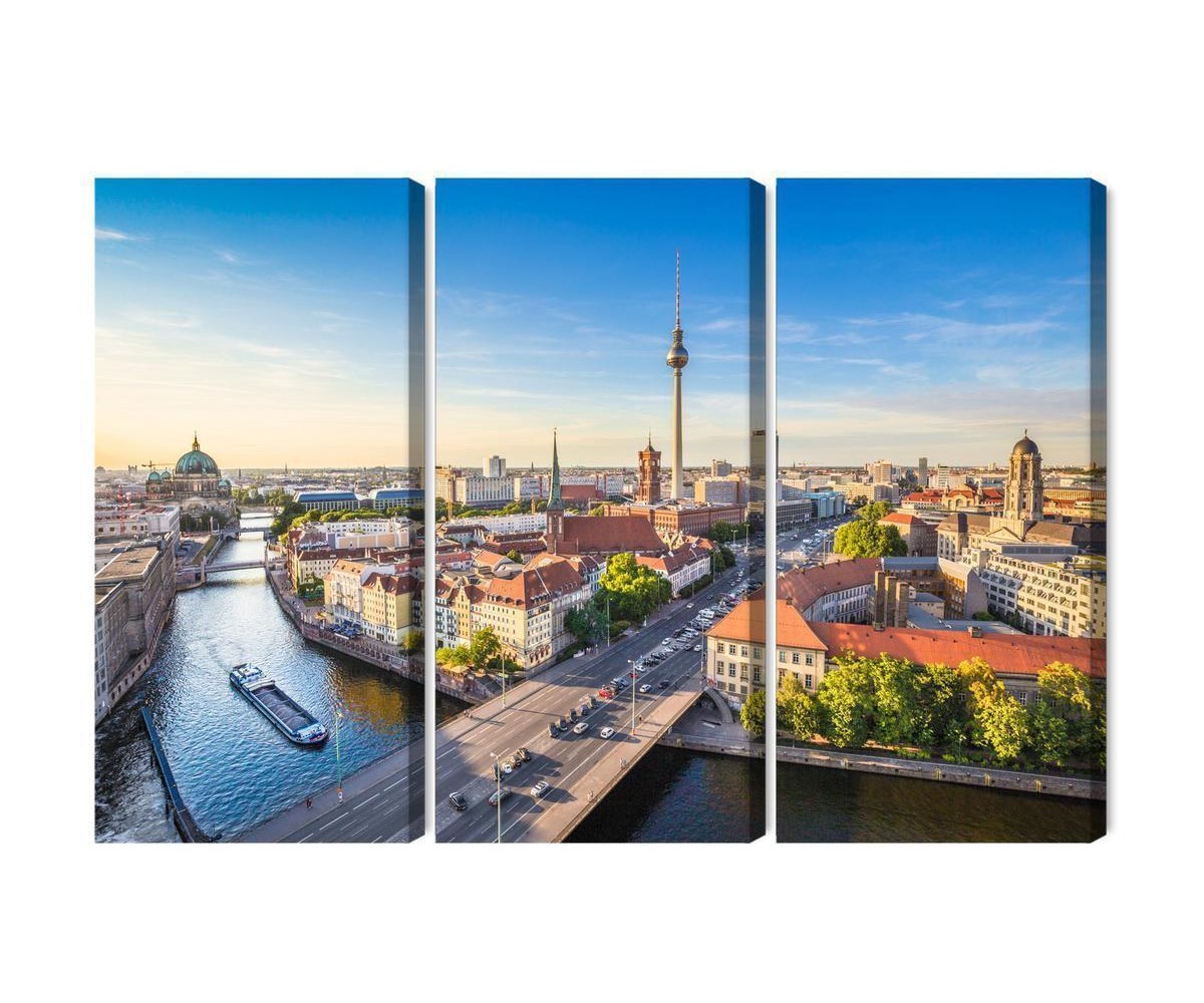 Mehrteiliges Bild Die Spree Und Ein Panoramablick Über Berlin