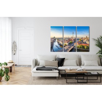 Mehrteiliges Bild Die Spree Und Ein Panoramablick Über Berlin