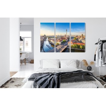 Mehrteiliges Bild Die Spree Und Ein Panoramablick Über Berlin
