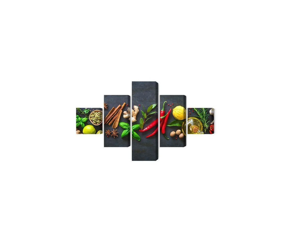 Mehrteiliges Bild Frische Aromatische Gewürze