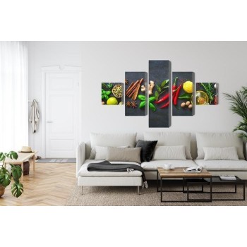 Mehrteiliges Bild Frische Aromatische Gewürze