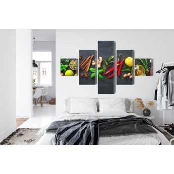 Mehrteiliges Bild Frische Aromatische Gewürze