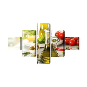 Mehrteiliges Bild Krug Mit Frischem Öl