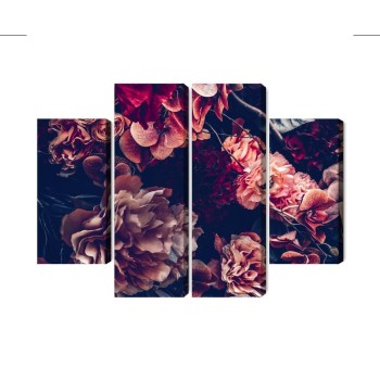 Mehrteiliges Bild Bunte Blumen Im Retro-3D-Stil