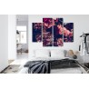 Mehrteiliges Bild Bunte Blumen Im Retro-3D-Stil